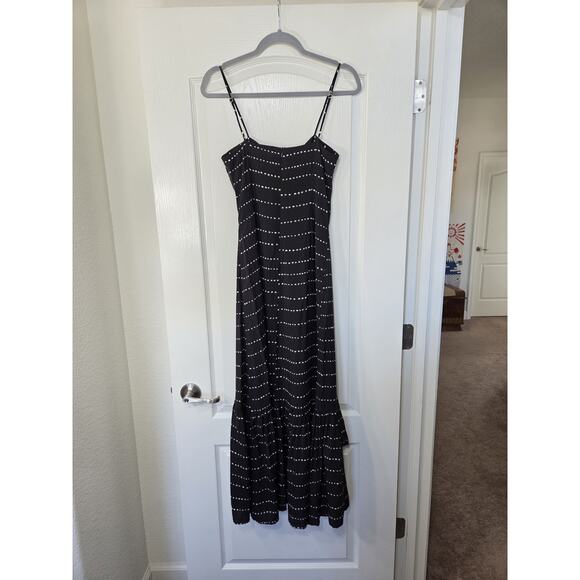 ViX Paula Hermanny New Black White Dot Bow Ruffle Tiered Hem Maxi Dress, Size XS - Picture 9 of 14